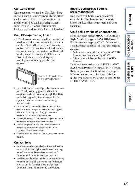 Sony DSC-TX9 - DSC-TX9 Istruzioni per l'uso Norvegese