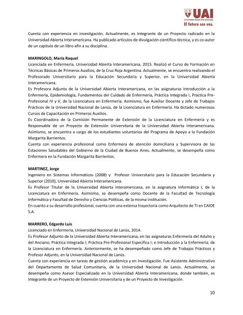 Antecedentes docentes - Enfermeria