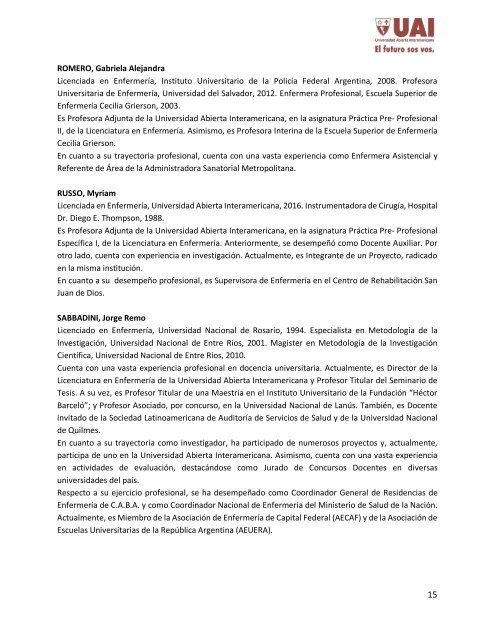 Antecedentes docentes - Enfermeria