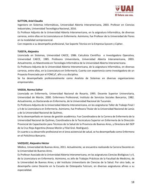 Antecedentes docentes - Enfermeria