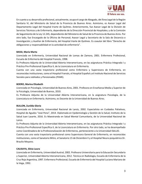 Antecedentes docentes - Enfermeria