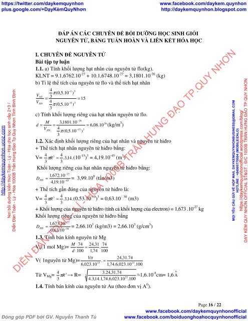 BỒI DƯỠNG HỌC SINH GIỎI HÓA HỌC 10 NGUYÊN TỬ, BẢNG HỆ THỐNG TUẦN HOÀN VÀ LIÊN KẾT HÓA HỌC