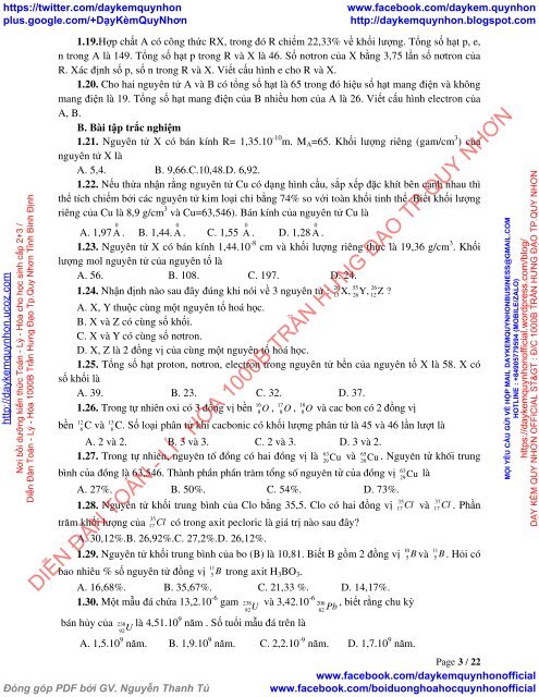 BỒI DƯỠNG HỌC SINH GIỎI HÓA HỌC 10 NGUYÊN TỬ, BẢNG HỆ THỐNG TUẦN HOÀN VÀ LIÊN KẾT HÓA HỌC