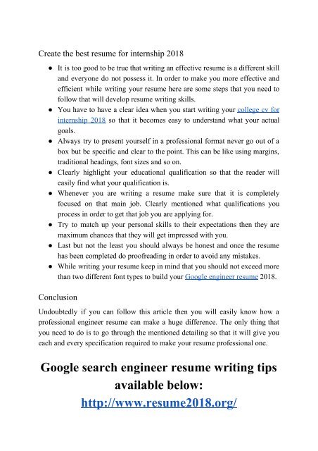 How a Professional Google Engineer Resume Can Change Your Life?