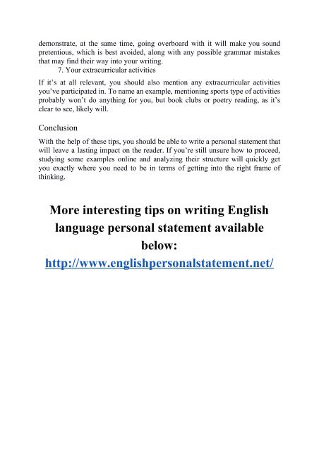 English Language Personal Statement Writing Tips