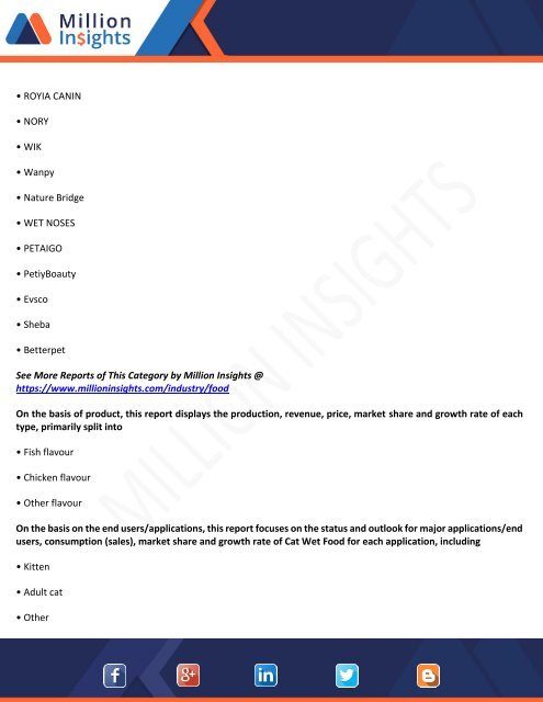 Cat Wet Food Market Forecast to 2022 with Key Companies Profile, Supply, Demand, Cost Structure