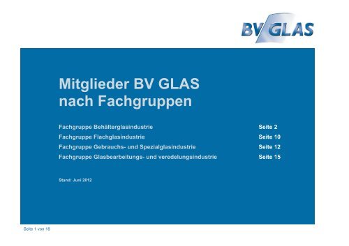 Mitglieder BV GLAS nach Fachgruppen