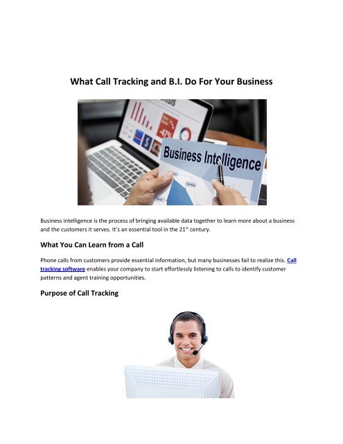 What Call Tracking and B.I. Do For Your Business