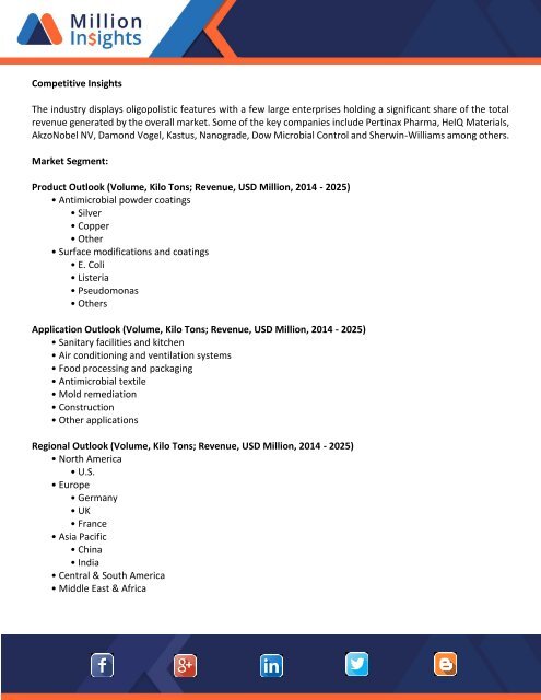 Antimicrobial Coatings Market Growth, Structure, Manufacturing, Analysis and Forecasts 2025