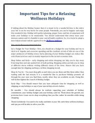 Wellness holidays