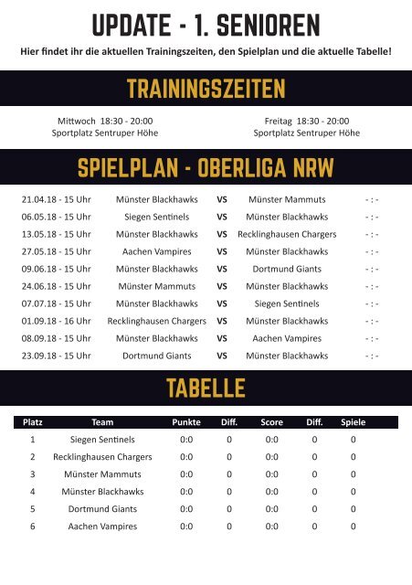 Münster Blackhawks Gamedayheft