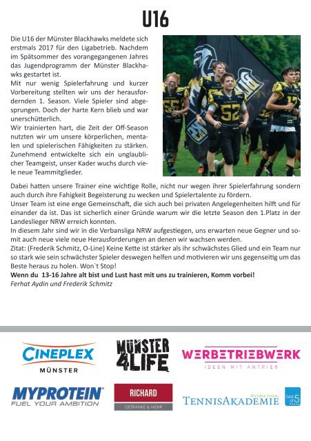 Münster Blackhawks Gamedayheft