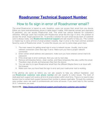 Roadrunner Technical Support number 1-844-794-2729