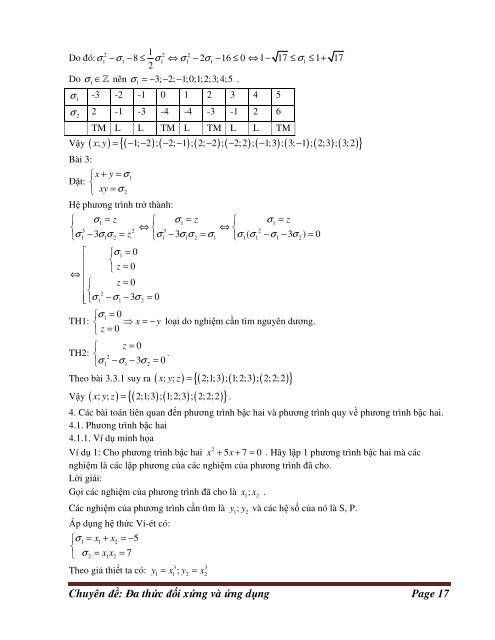 Chuyên đề Đa thức đối xứng và ứng dụng by Phạm Mai Trang - ĐHSPHN2