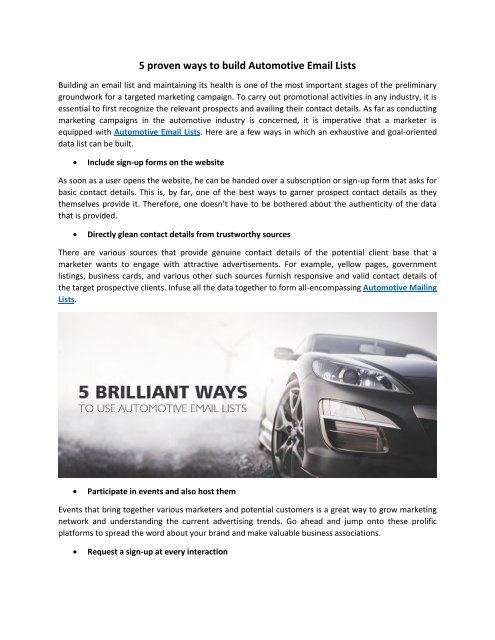 5 proven ways to build Automotive Email Lists