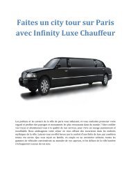 Faites un city tour sur Paris avec Infinity Luxe Chauffeur