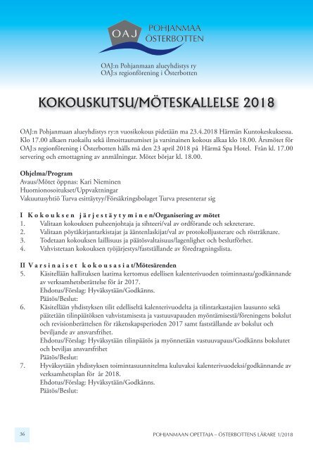 Pohjanmaan Opettaja 1/2018