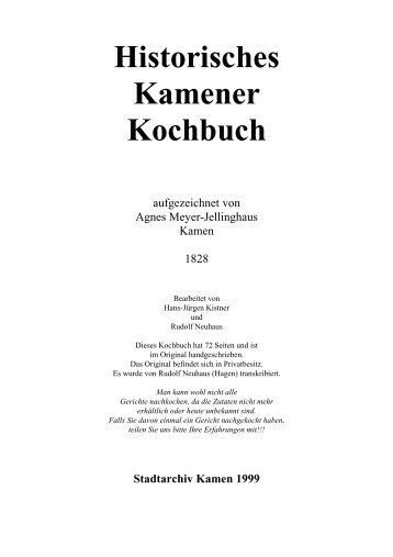 Historisches Kamener Kochbuch