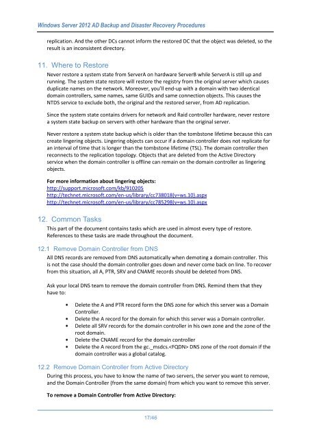 WindowsServer2012ADBackupandDisasterRecoveryProcedures_V1.0