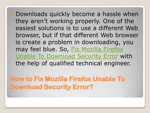 1-800-240-2551 Fix Mozilla Firefox Unable To Download Security Error