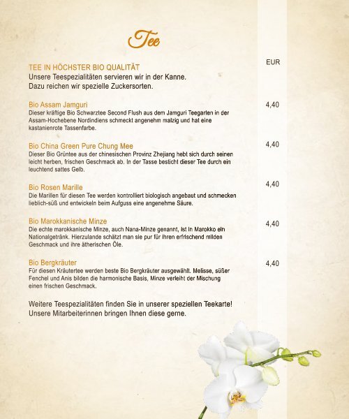 Cafe Orchideé Karte 