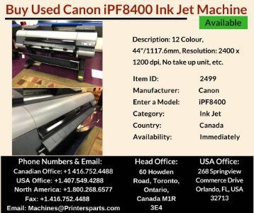 Buy Used Canon iPF8400 Ink Jet Machine