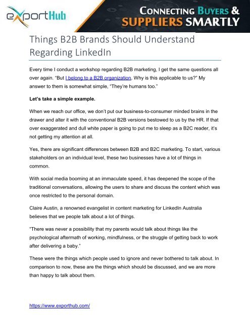 Things B2B Brands Should Understand Regarding LinkedIn