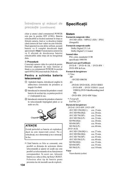 Sony HDR-UX1E - HDR-UX1E Mode d'emploi Roumain