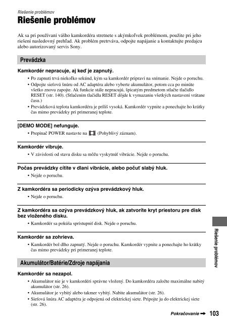 Sony HDR-UX1E - HDR-UX1E Consignes d&rsquo;utilisation Slovaque