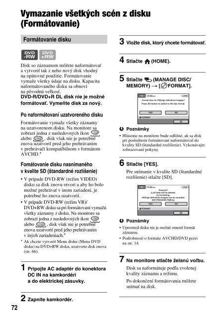 Sony HDR-UX1E - HDR-UX1E Consignes d&rsquo;utilisation Slovaque