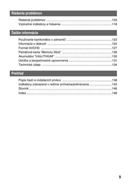 Sony HDR-UX1E - HDR-UX1E Consignes d&rsquo;utilisation Slovaque