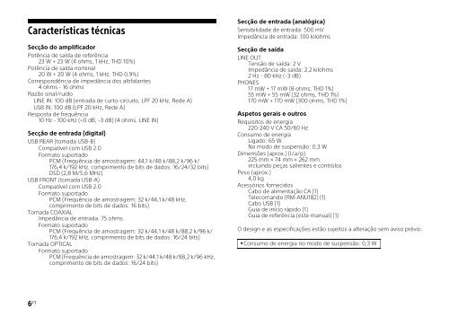 Sony UDA-1 - UDA-1 Guide de r&eacute;f&eacute;rence Portugais