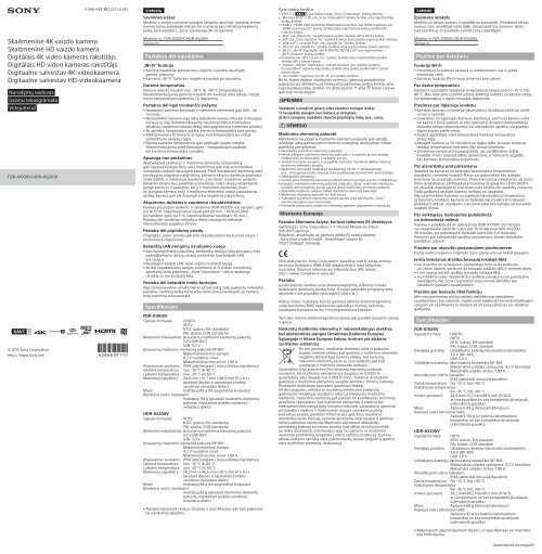 Sony FDR-X1000VR - FDR-X1000VR Guide de r&eacute;f&eacute;rence Lituanien