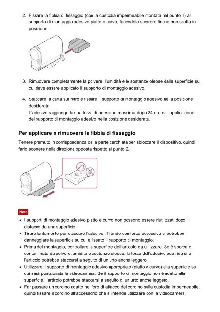 Sony FDR-X1000VR - FDR-X1000VR Manuel d'aide Italien