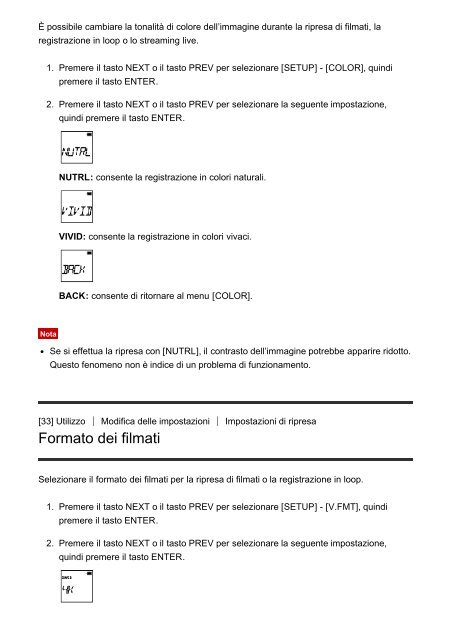 Sony FDR-X1000VR - FDR-X1000VR Manuel d'aide Italien