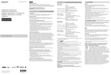 Sony FDR-X1000VR - FDR-X1000VR Guide de rÃ©fÃ©rence Slovaque