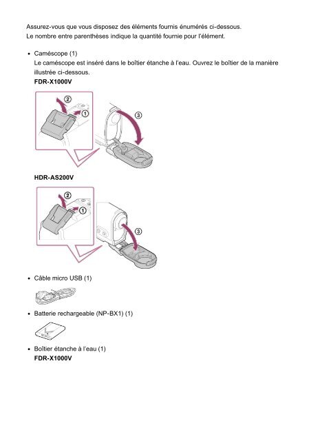 Sony FDR-X1000VR - FDR-X1000VR Manuel d'aide