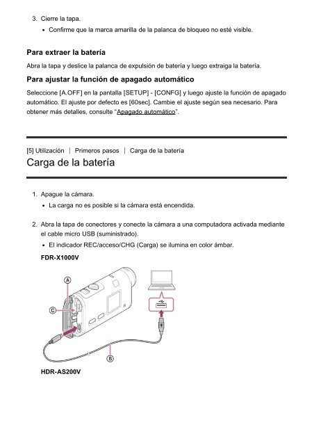 Sony FDR-X1000VR - FDR-X1000VR Manuel d'aide Espagnol