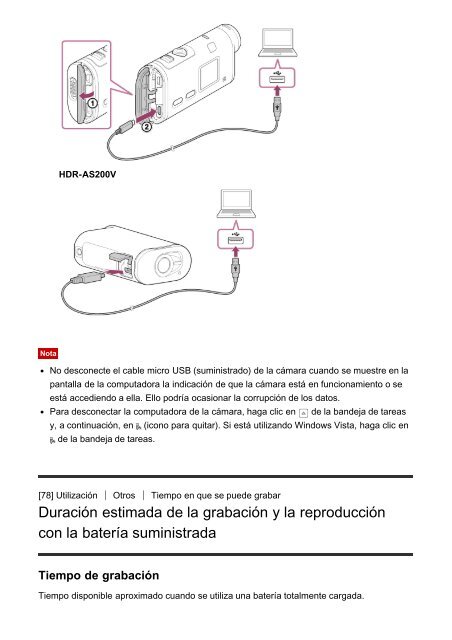 Sony FDR-X1000VR - FDR-X1000VR Manuel d'aide Espagnol