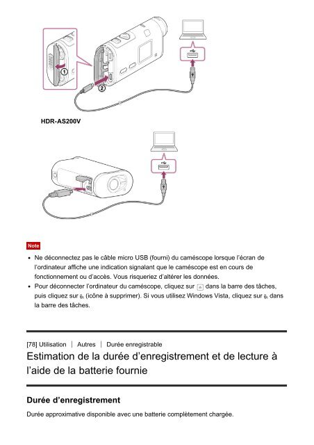 Sony FDR-X1000VR - FDR-X1000VR Manuel d'aide Fran&ccedil;ais