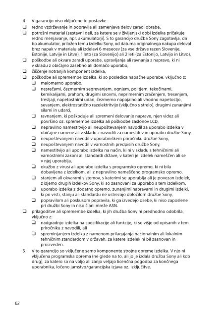 Sony SVF1521L1E - SVF1521L1E Documents de garantie Serbe