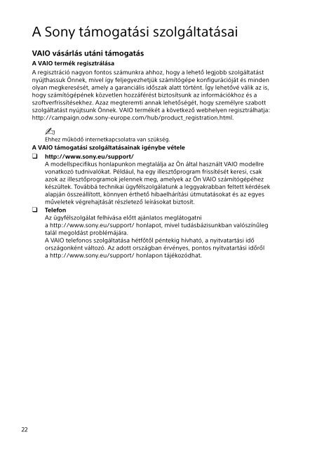 Sony SVF1521L1E - SVF1521L1E Documents de garantie Hongrois