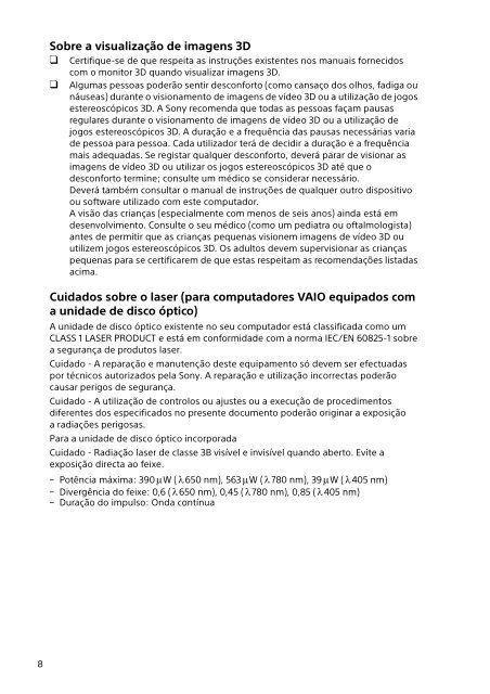 Sony SVF1521L1E - SVF1521L1E Documents de garantie Portugais