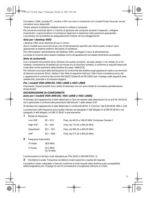 Sony VGN-CR41ZR - VGN-CR41ZR Documents de garantie Italien