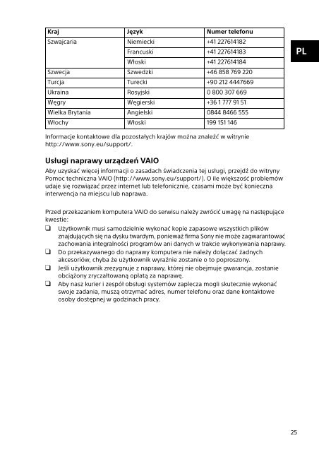 Sony SVF1541M1R - SVF1541M1R Documenti garanzia Rumeno