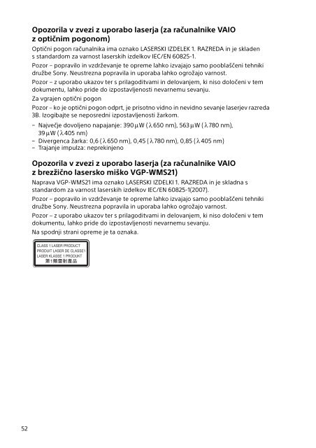 Sony SVF1541M1R - SVF1541M1R Documenti garanzia Serbo