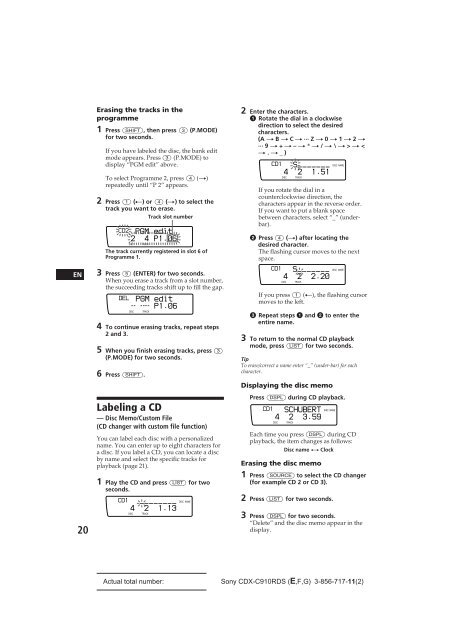 Sony CDX-C910RDS - CDX-C910RDS Istruzioni per l'uso Francese