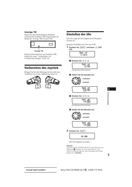 Sony CDX-C910RDS - CDX-C910RDS Istruzioni per l'uso Francese