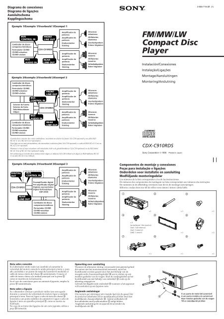 Sony CDX-C910RDS - CDX-C910RDS Guida di installazione Spagnolo