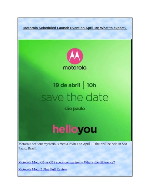 Motorola Scheduled Launch Event on April 19; What to expect?